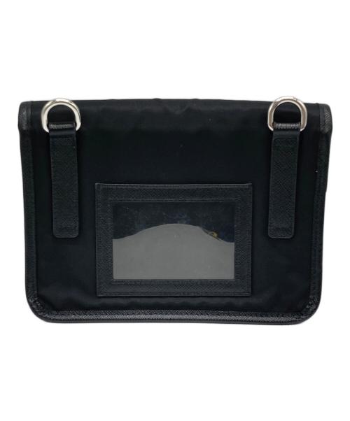 PRADA（プラダ）PRADA (プラダ) Re-Nylon サフィアーノレザースマートフォンケース ブラックの古着・服飾アイテム