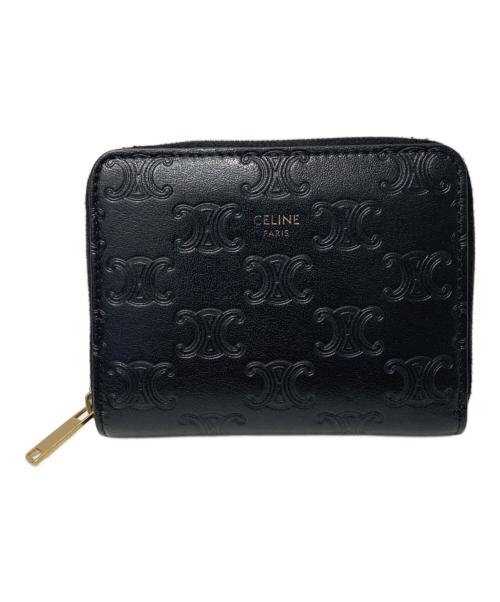 CELINE（セリーヌ）CELINE (セリーヌ) エンボスドトリオンフ コインケース ミニウォレット ブラックの古着・服飾アイテム