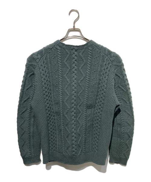 UNFIL（アンフィル）unfil (アンフィル) french merino cable-knit zip up cardigan グリーン サイズ:4の古着・服飾アイテム