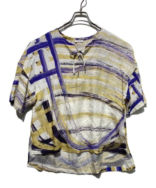 HERALBONY（ヘラルボニー）HERALBONY (ヘラルボニー) 「ももこ」リネンブラウス イエロー×パープル サイズ:FREEの古着・服飾アイテム