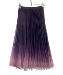 LUMINOSO COMMECA（ルミノーゾコムサ）の古着「【リバーシブル】グラデーションプリントプリーツスカート」｜ブラック×パープル