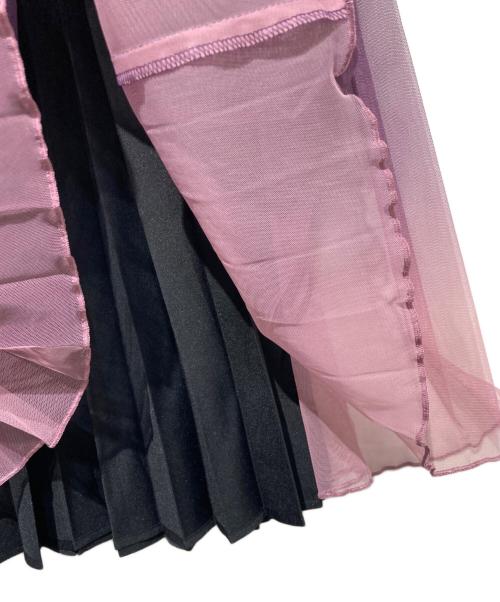LUMINOSO COMMECA（ルミノーゾコムサ）LUMINOSO COMMECA (ルミノーゾコムサ) 【リバーシブル】グラデーションプリントプリーツスカート ブラック×パープル サイズ:9の古着・服飾アイテム