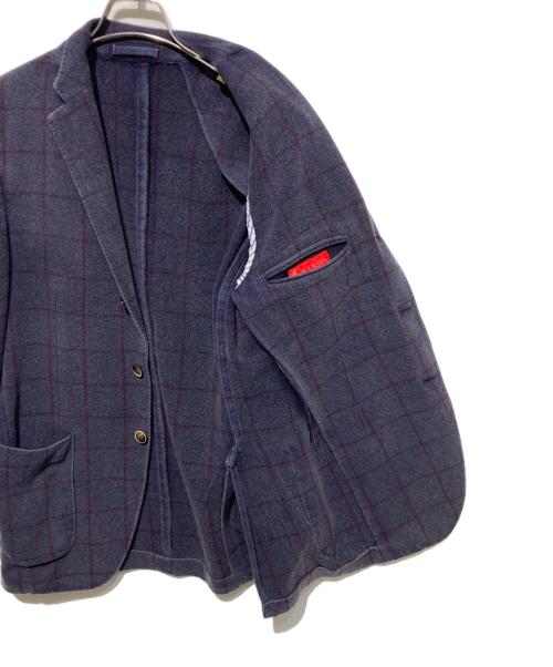 LARDINI（ラルディーニ）LARDINI (ラルディーニ) ウールアンゴラ3Bチェックテーラードジャケット ネイビー サイズ:48の古着・服飾アイテム