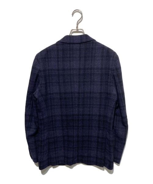 LARDINI（ラルディーニ）LARDINI (ラルディーニ) ウールチェックテーラードジャケット ネイビー サイズ:48の古着・服飾アイテム