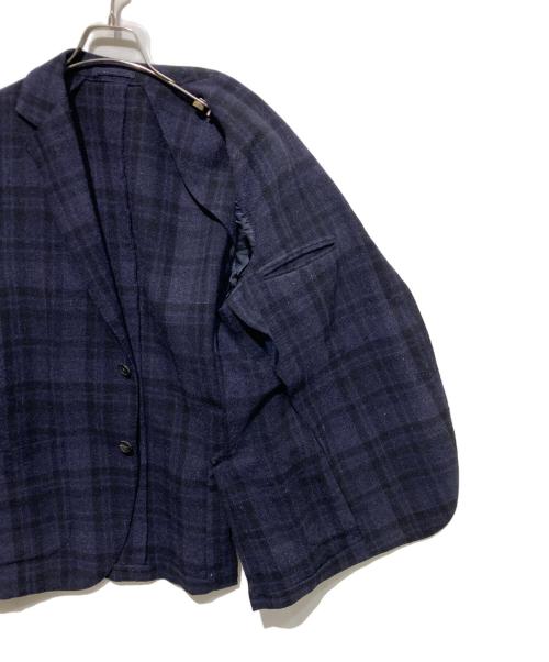 LARDINI（ラルディーニ）LARDINI (ラルディーニ) ウールチェックテーラードジャケット ネイビー サイズ:48の古着・服飾アイテム