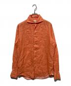 finamoreフィナモレ）の古着「リネンワイドカラーシャツ」｜オレンジ