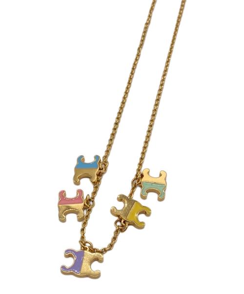 CELINE（セリーヌ）CELINE (セリーヌ) トリオンフ5連マルチカラーネックレス ゴールドの古着・服飾アイテム