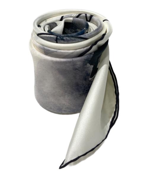 CHANEL（シャネル）CHANEL (シャネル) イラストデザイン大判スカーフ ブラック×ホワイトの古着・服飾アイテム