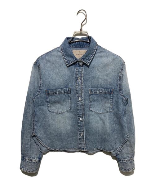 JUSGLITTY（ジャスグリッティー）JUSGLITTY (ジャスグリッティー) クロップドデニムシャツ ブルー サイズ:１の古着・服飾アイテム