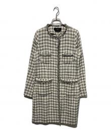 Max Mara WEEK END LINE（マックスマーラ ウイークエンドライン）の古着「ツイードノーカラーコート」｜ホワイト×ブラック