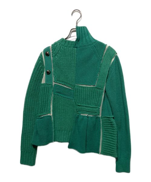 sacai（サカイ）sacai (サカイ) パッチワーク ニット グリーン サイズ:１の古着・服飾アイテム
