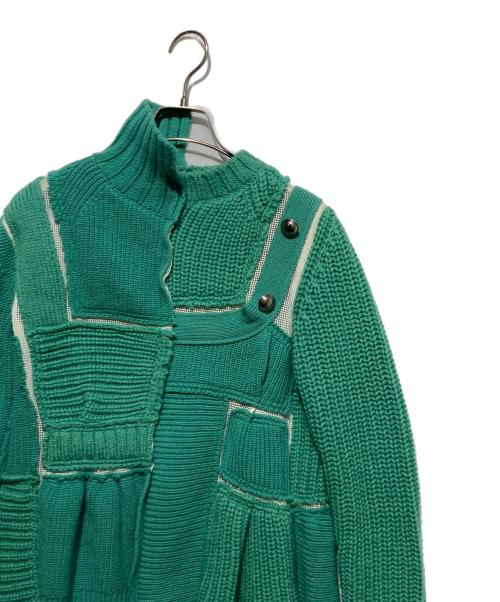 sacai（サカイ）sacai (サカイ) パッチワーク ニット グリーン サイズ:１の古着・服飾アイテム