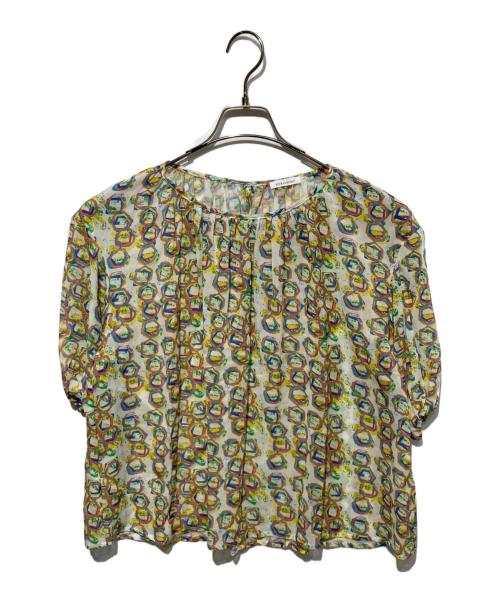 HERALBONY（ヘラルボニー）HERALBONY (ヘラルボニー) シフォンブラウス「タイトル不明」 ホワイト×イエロー サイズ:Freeの古着・服飾アイテム