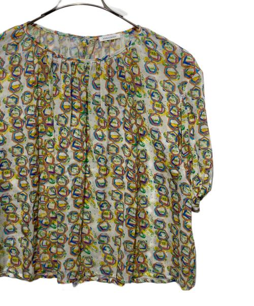 HERALBONY（ヘラルボニー）HERALBONY (ヘラルボニー) シフォンブラウス「タイトル不明」 ホワイト×イエロー サイズ:Freeの古着・服飾アイテム