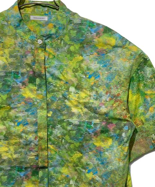 HERALBONY（ヘラルボニー）HERALBONY (ヘラルボニー) ノーカラーシャツ「旅行」 グリーン サイズ:Freeの古着・服飾アイテム