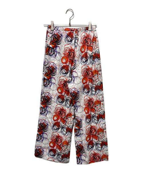 HERALBONY（ヘラルボニー）HERALBONY (ヘラルボニー) サテンパンツ「タイトル不明」 オレンジ×ホワイト サイズ:Freeの古着・服飾アイテム