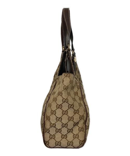 GUCCI（グッチ）GUCCI (グッチ) GGキャンバストートバッグ ブラウン×ベージュの古着・服飾アイテム