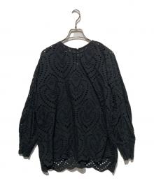 CADUNE（カデュネ）の古着「綿レースブラウス」｜ブラック