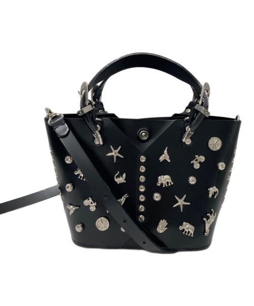 TOGA PULLA（トーガ プルラ）TOGA PULLA (トーガ プルラ) レザートートバッグスタッズミニショルダーバッグ ブラックの古着・服飾アイテム