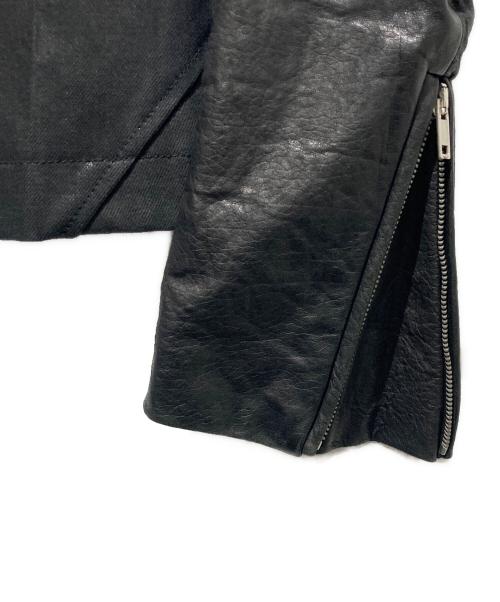 RICK OWENS（リックオウエンス）RICK OWENS (リックオウエンス) デニム切替レザージャケット インディゴ サイズ:Sの古着・服飾アイテム