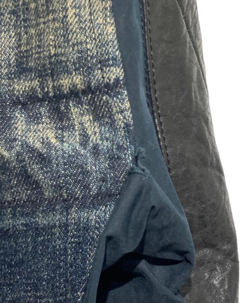 RICK OWENS（リックオウエンス）RICK OWENS (リックオウエンス) デニム切替レザージャケット インディゴ サイズ:Sの古着・服飾アイテム