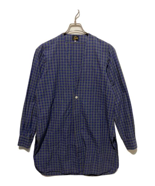 Needles（ニードルズ）Needles (ニードルズ) ノーカラーロングシャツ ブルー サイズ:Sの古着・服飾アイテム