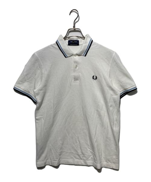 FRED PERRY（フレッドペリー）FRED PERRY (フレッドペリー) ポロシャツ ホワイト×ブルー サイズ:38の古着・服飾アイテム