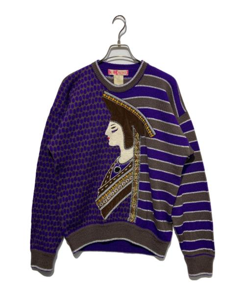 kansai international（カンサイインターナショナル）kansai international (カンサイインターナショナル) オールドデザインニット パープル サイズ:不明の古着・服飾アイテム