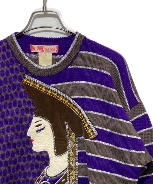 kansai international（カンサイインターナショナル）kansai international (カンサイインターナショナル) オールドデザインニット パープル サイズ:不明の古着・服飾アイテム