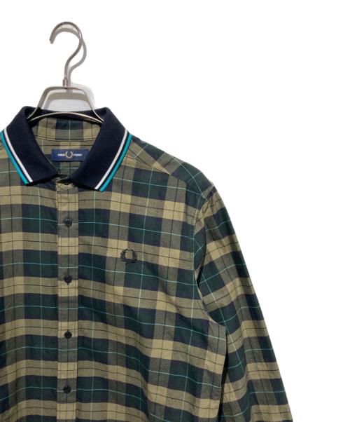FRED PERRY（フレッドペリー）FRED PERRY (フレッドペリー) Knitted Collar Tartan Shirt グリーン サイズ:Mの古着・服飾アイテム