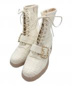 RANDAランダ）の古着「ショートツイードブーツ」｜ホワイト