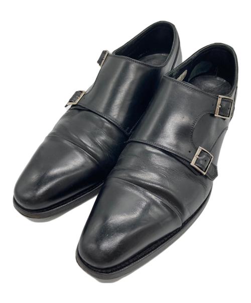 SHETLAND FOX（シェットランドフォックス）SHETLAND FOX (シェットランドフォックス) ダブルモンクストラップシューズ ブラック サイズ:8の古着・服飾アイテム