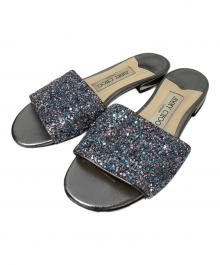 JIMMY CHOO（ジミーチュウ）の古着「グリッターフラットサンダル」｜シルバー