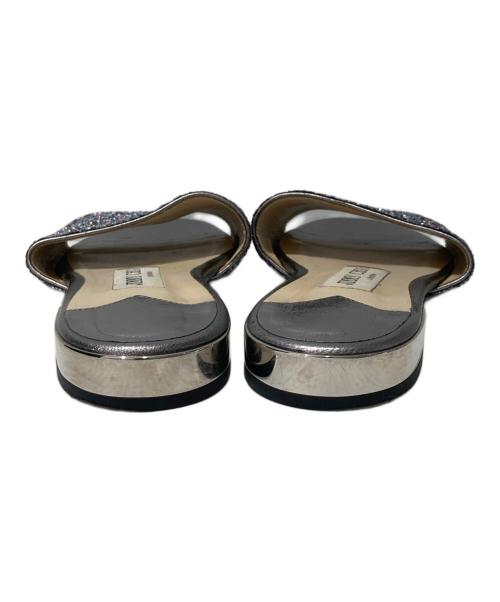 JIMMY CHOO（ジミーチュウ）JIMMY CHOO (ジミーチュウ) グリッターフラットサンダル シルバー サイズ:34の古着・服飾アイテム