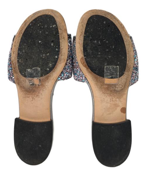 JIMMY CHOO（ジミーチュウ）JIMMY CHOO (ジミーチュウ) グリッターフラットサンダル シルバー サイズ:34の古着・服飾アイテム