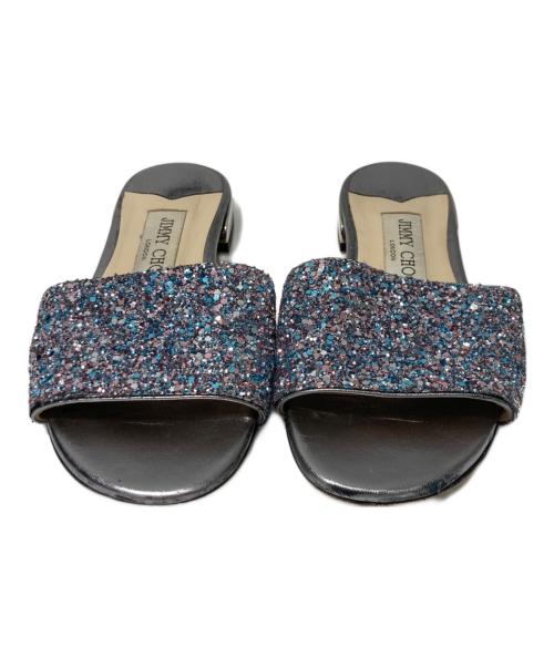 JIMMY CHOO（ジミーチュウ）JIMMY CHOO (ジミーチュウ) グリッターフラットサンダル シルバー サイズ:34の古着・服飾アイテム
