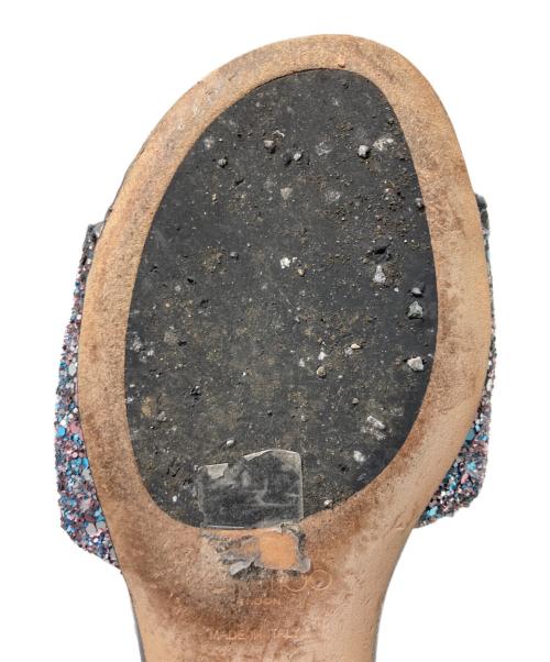 JIMMY CHOO（ジミーチュウ）JIMMY CHOO (ジミーチュウ) グリッターフラットサンダル シルバー サイズ:34の古着・服飾アイテム