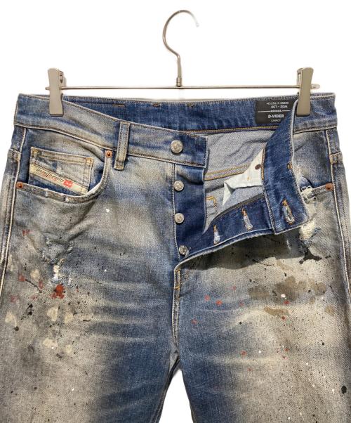 DIESEL（ディーゼル）DIESEL (ディーゼル) ペイントデニムパンツ ブルー サイズ:32×30の古着・服飾アイテム