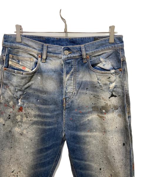 DIESEL（ディーゼル）DIESEL (ディーゼル) ペイントデニムパンツ ブルー サイズ:32×30の古着・服飾アイテム