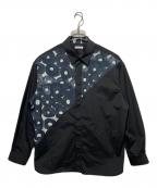 HERALBONYヘラルボニー）の古着「デザインシャツ（ショルダー切替） 「（無題）（丸）」」｜ブラック