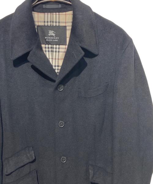 BURBERRY BLACK LABEL（バーバリーブラックレーベル）BURBERRY BLACK LABEL (バーバリーブラックレーベル) アンゴラ チェスターコート ブラック サイズ:Lの古着・服飾アイテム