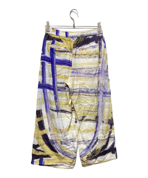 HERALBONY（ヘラルボニー）HERALBONY (ヘラルボニー) リネンワイドパンツ「ももこ」 イエロー×ホワイト サイズ:FREEの古着・服飾アイテム