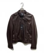 EMMETIエンメティ）の古着「JURI ナッパマンガ シングルライダース ジャケット」｜ブラウン