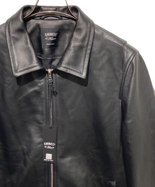 EMMETI（エンメティ）EMMETI (エンメティ) ERICKナッパレザーシングルレザージャケット ブラック サイズ:XLの古着・服飾アイテム