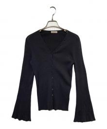 DES PRES（デ プレ）の古着「コットンアセテートリブ Vネックカーディガン」｜グレー