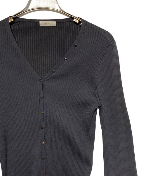 DES PRES（デ プレ）DES PRES (デ プレ) コットンアセテートリブ Vネックカーディガン グレー サイズ:FREEの古着・服飾アイテム