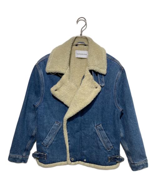 Calvin Klein Jeans（カルバンクラインジーンズ）Calvin Klein Jeans (カルバンクラインジーンズ) デニムボアライダースジャケット ブルー サイズ:Mの古着・服飾アイテム