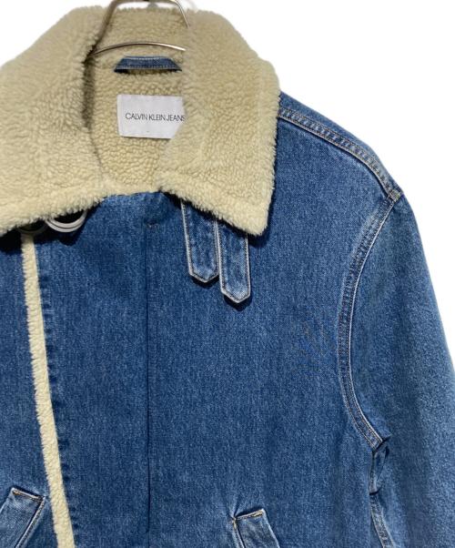 Calvin Klein Jeans（カルバンクラインジーンズ）Calvin Klein Jeans (カルバンクラインジーンズ) デニムボアライダースジャケット ブルー サイズ:Mの古着・服飾アイテム