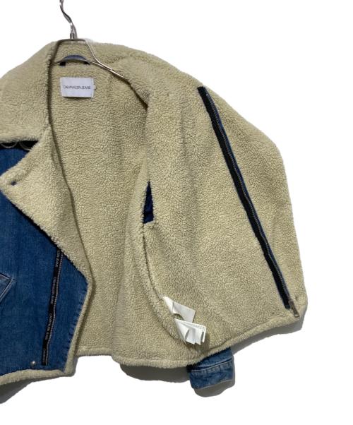 Calvin Klein Jeans（カルバンクラインジーンズ）Calvin Klein Jeans (カルバンクラインジーンズ) デニムボアライダースジャケット ブルー サイズ:Mの古着・服飾アイテム
