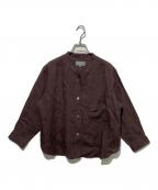 MARGARET HOWELLマーガレットハウエル）の古着「リネンノーカラーシャツ」｜ブラウン